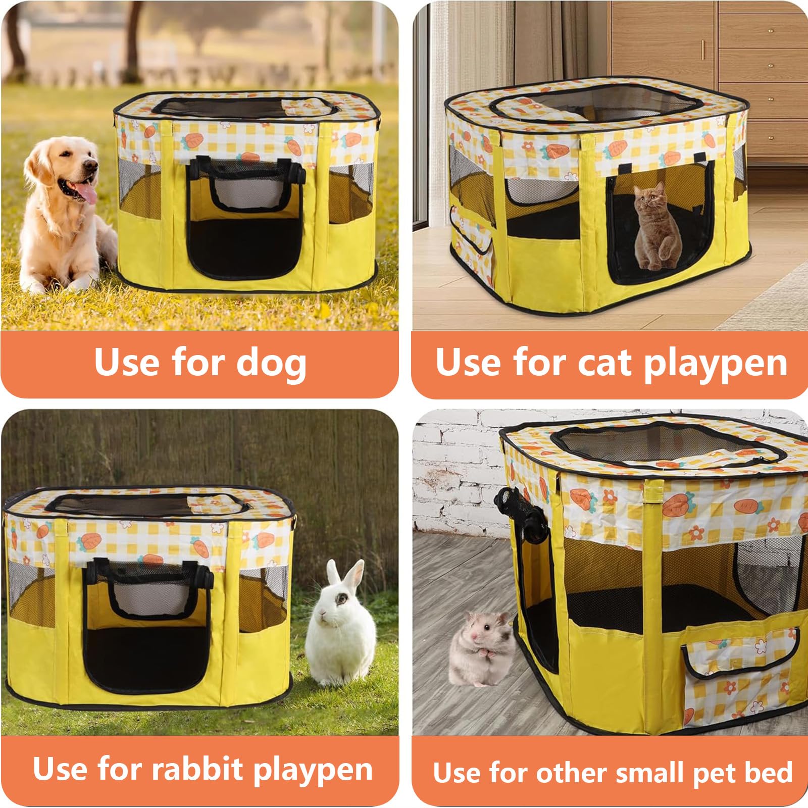 Foldable Pet Playpen for Cat Portable Cat Pen And Pop Up Cat Crate For Travel With Carry Bag 600D Oxford Cloth Pet Tent For Small Pets Kittens Rabbits Indoor & Outdoor Camping(70x55x45cm - Image 4