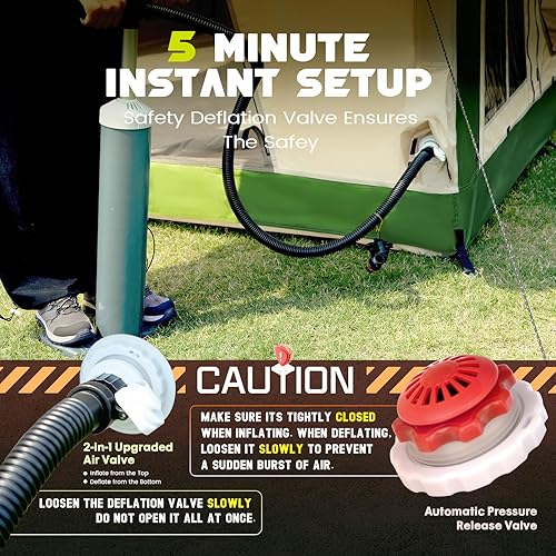 Miniatura 8 de Inflatable Tent with Skylight, Quick Setup Blow Up Tents with Pump, Hot Tent with Stove Jack, Waterproof Oxford Inflatable House for Camping, Air