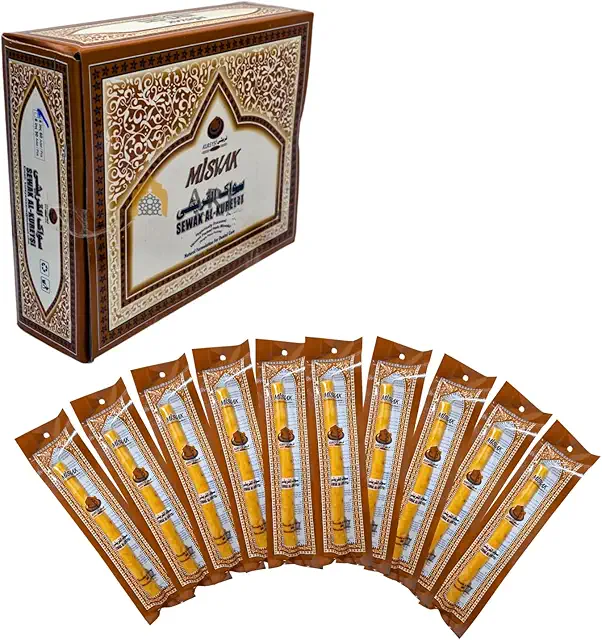 Olive Miswak Toothbrush Pack - 100% Natural Siwak Root, 10 Pieces