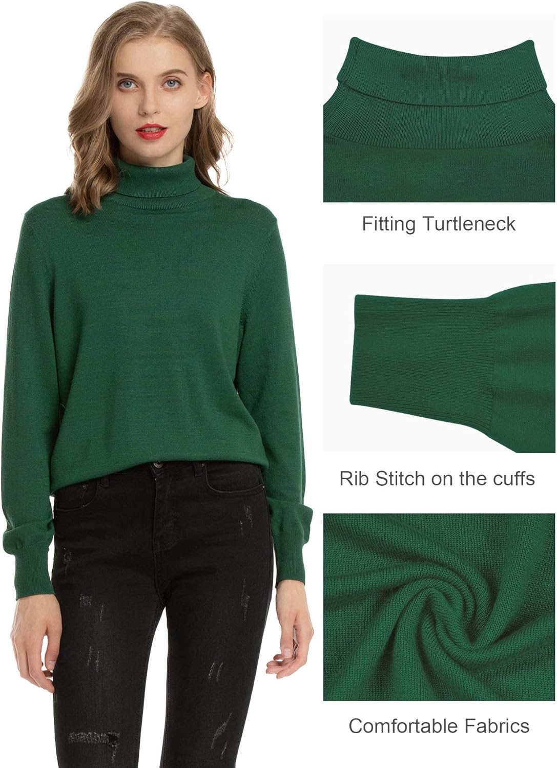 Women's Casual Long Sleeve Turtleneck Sweater Lightweight Knit Pullover Jumper Tops for Fall Winter - Image 4