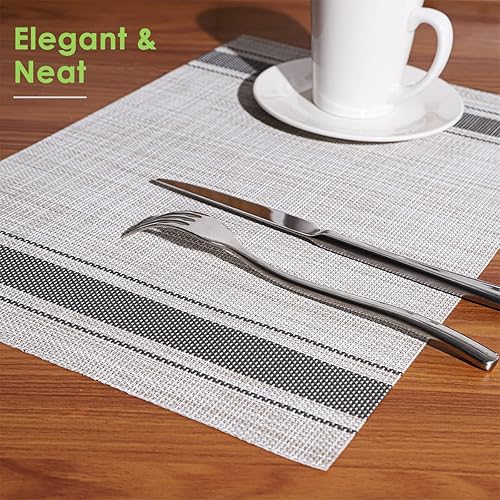 Miniatura 7 de Juego de 6 manteles individuales de cocina, protector de vinilo para mesa de comedor, tapete de escritorio, resistente al calor, lavable, cuadrado