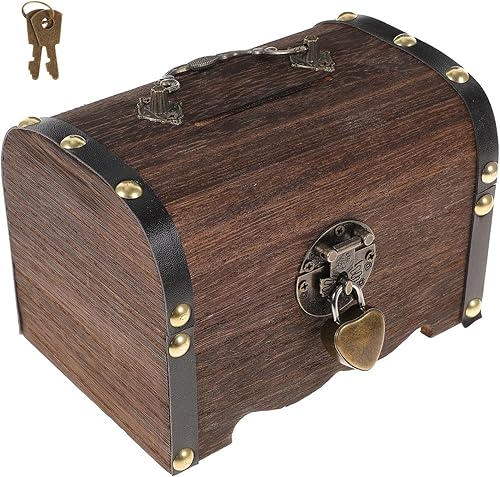 STOBAZA Piggy Bank with Lock Vintage Treasure Chest Small Money Box Coin Storage Box Money Bank Money Saving Box - Best Gift
