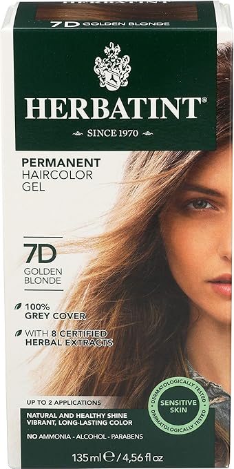 Herbatint Permanent Herbal Haircolour Gel 7D Golden Blonde - 135 ml - Pack of 1