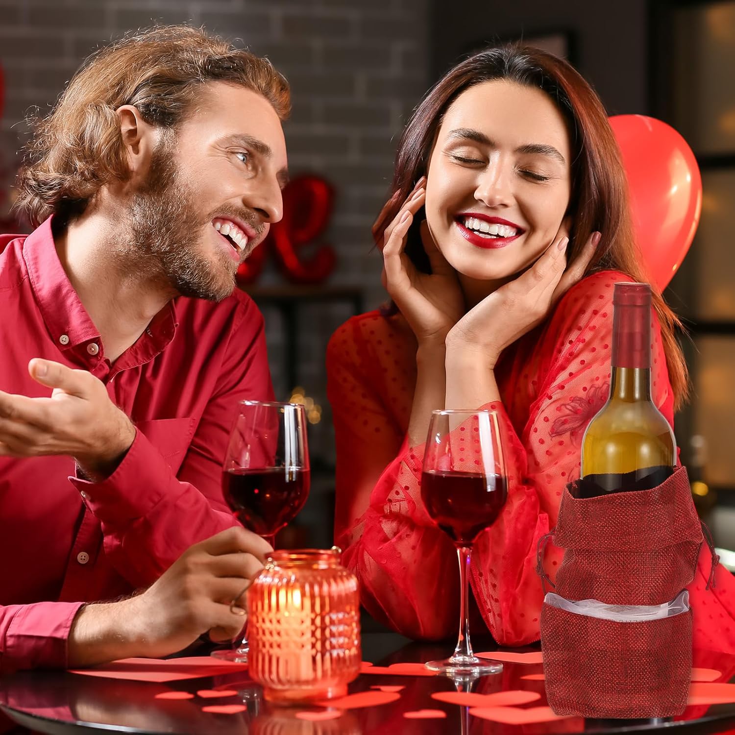 uxcell 4 Pcs Wine Bottle Gift Bags with Drawstrings, Velvet Wine Bags Reusable Liquor Bottle Covers for Wedding Birthday Party, Burgundy - Image 6