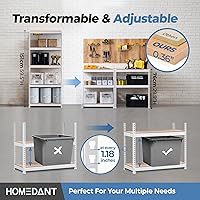 Vista 3 de HOMEDANT 5 Tier Laminated White Boltless Metal Shelving Unit Adjustable Garage Storage Utility Rack Heavy Duty Shelves Organization Multipurpose