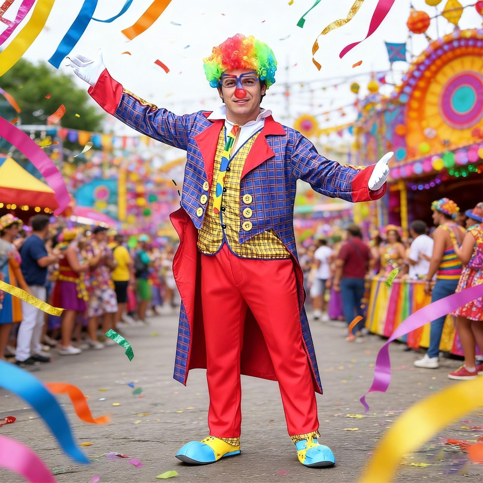 Clown Kostüm Für Erwachsene Lustiges Buntes Zweiteiliges Clown Set Cosplay Kostüm Für Damen Und Herren Perfekt Bühne Karneval Und Mottoparty Veranstaltungen Karnevalskostüm Unisex