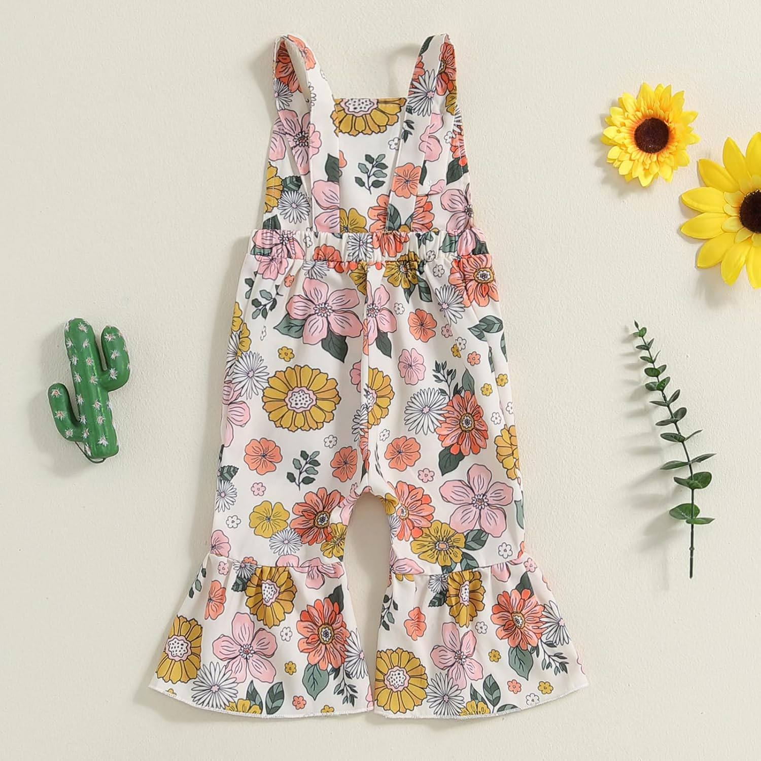 ZAXARRA Toddler Girl Fall Clothes Floral Baby Girl Bell Bottom Jumpsuit Baby Girl Overalls Flare Leg Jumpsuit - Image 4