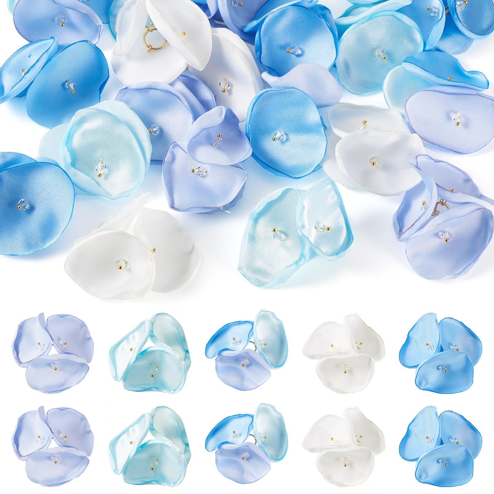 10 Ciondoli Fiori In Chiffon 3D - Decorazioni Per Matrimoni, Casa E Fai Da Te - Foto 10