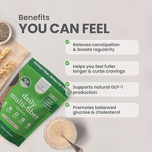 Miniatura 4 de nbpure Mezcla diaria de fibra en polvo para la salud digestiva, apoyo del colesterol, control saludable del peso, con fibra prebiótica, insoluble,