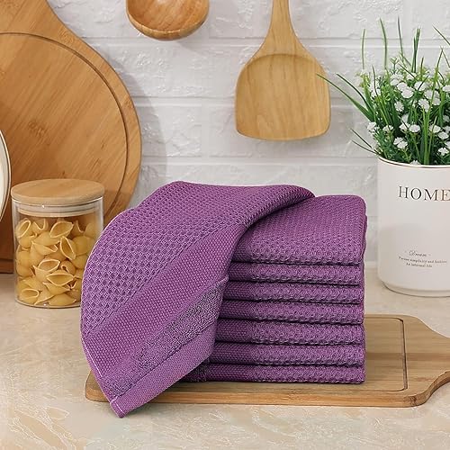 Miniatura 14 de Homaxy Paños de cocina 100% algodón, paquete de 8 – 12 x 12 pulgadas, tejido de gofre, muy suaves y absorbentes, paños de cocina de secado rápido