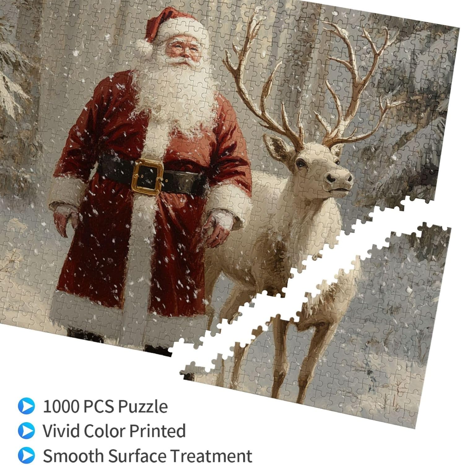 Puzzles 1000 Pieces for Adults, Santa Claus & Reindeer Puzzle, Educational Game Challenge Toys, Challenging, DIY Wall Art Decoration, Create A Christmas Atmosphere