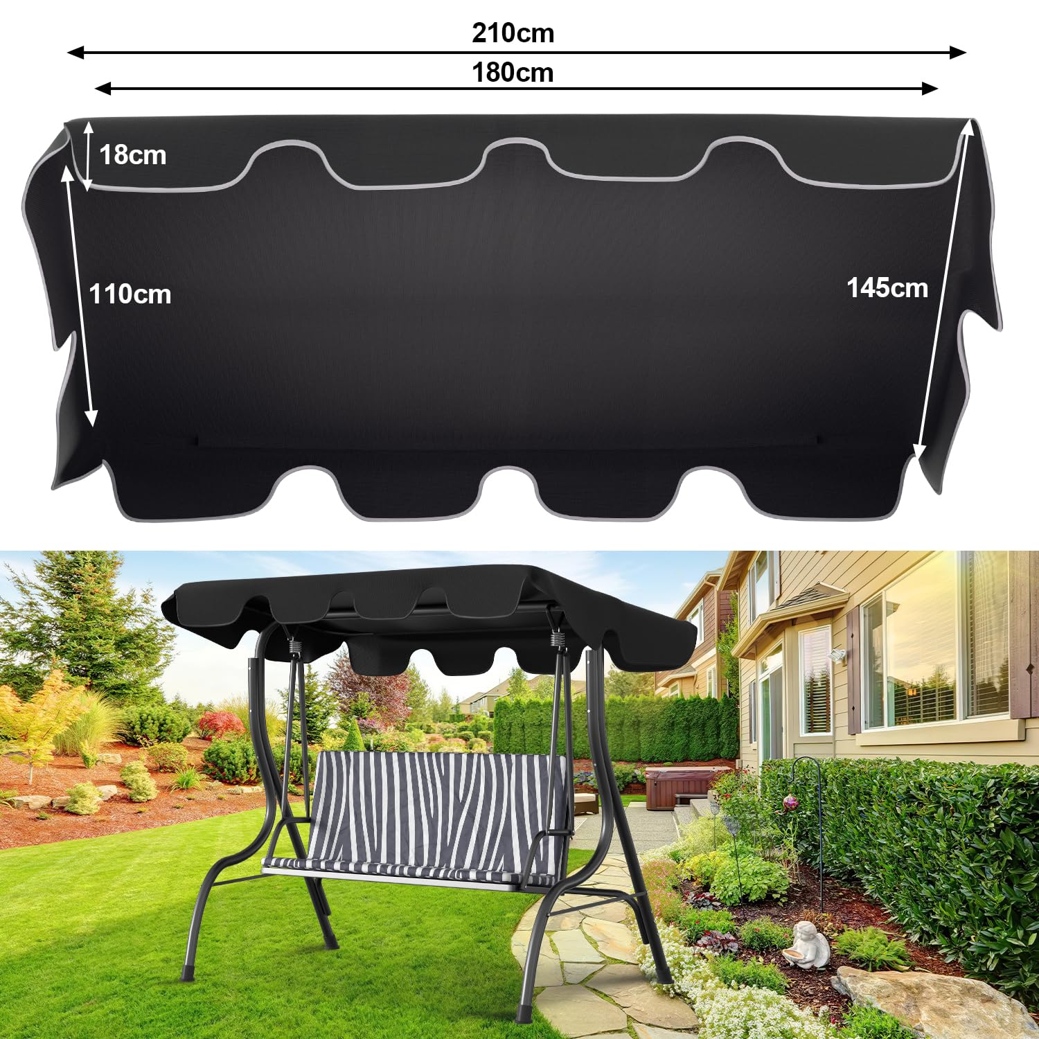 tectake Schommelbank Greta 2-zitter 121x72x86,5cm, Zwart | Leen Bakker tectake Schommelbank Greta 2-zitter 121x72x86,5cm, Zwart | Leen Bakker