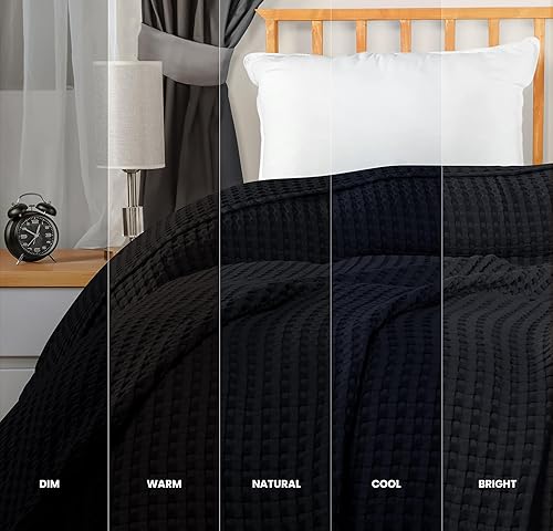 Miniatura 7 de Utopia Bedding Manta de Waffle Negra de Algodón 100% 300 GSM King - 90x108 Pulgadas Manta de Cama Suave Ligera Transpirable para Todas las Estaciones