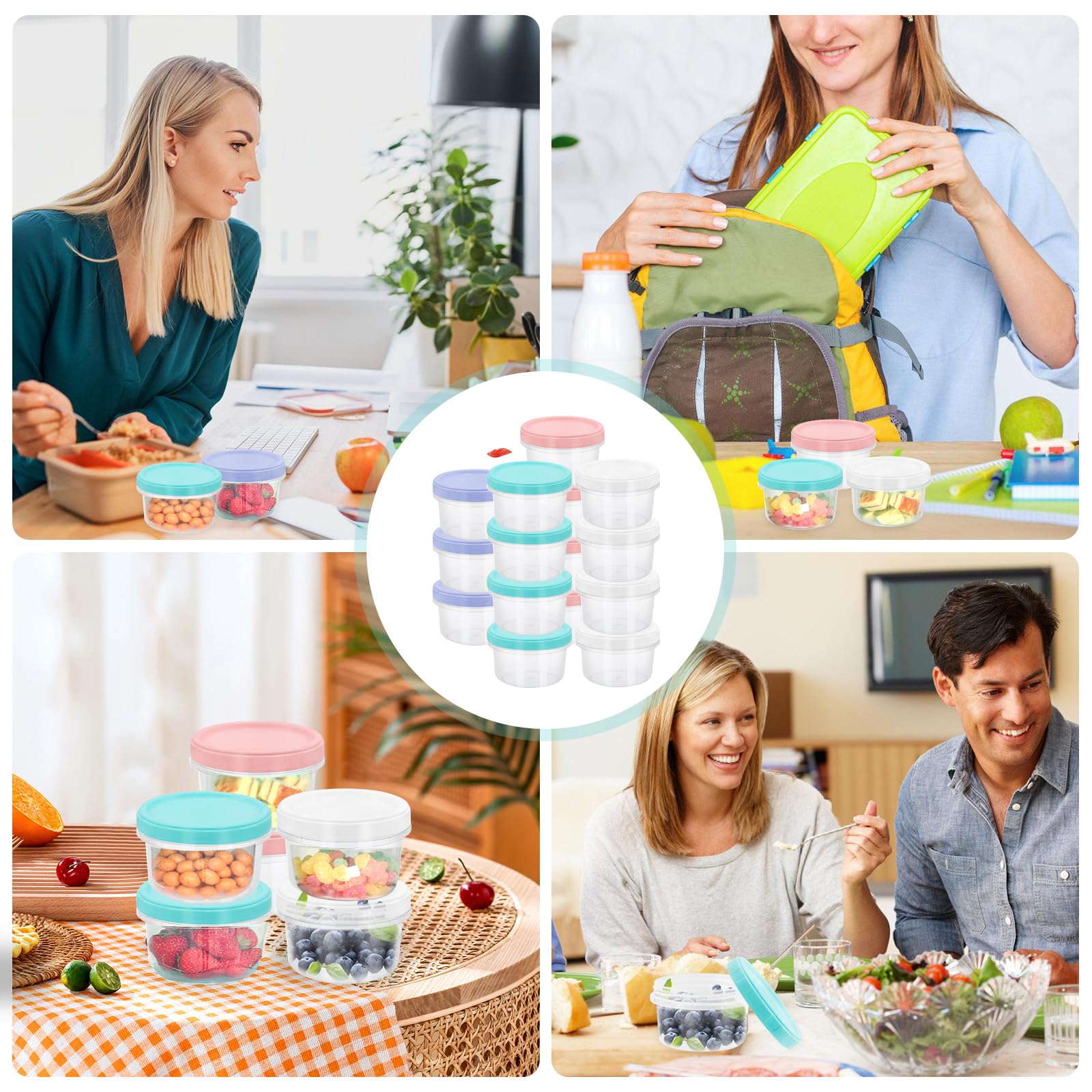 16 Petits Contenants Alimentaires Empilables 200 Ml - Avec Couvercles Anti-fuites, Pour Congélation, Micro-ondes, Lave-vaisselle - 3