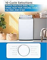 Vista 5 de BLACK+DECKER Lavadora de carga superior de 4.1 pies cúbicos con agitador, lavadora de tamaño completo con tapa de vidrio y tina de acero inoxidable