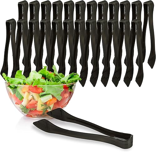 Miniatura 10 de PARTY BARGAINS Pinzas de plástico para servir de 8.5 pulgadas, paquete de 6, pinzas de plástico transparente de alta calidad y resistentes