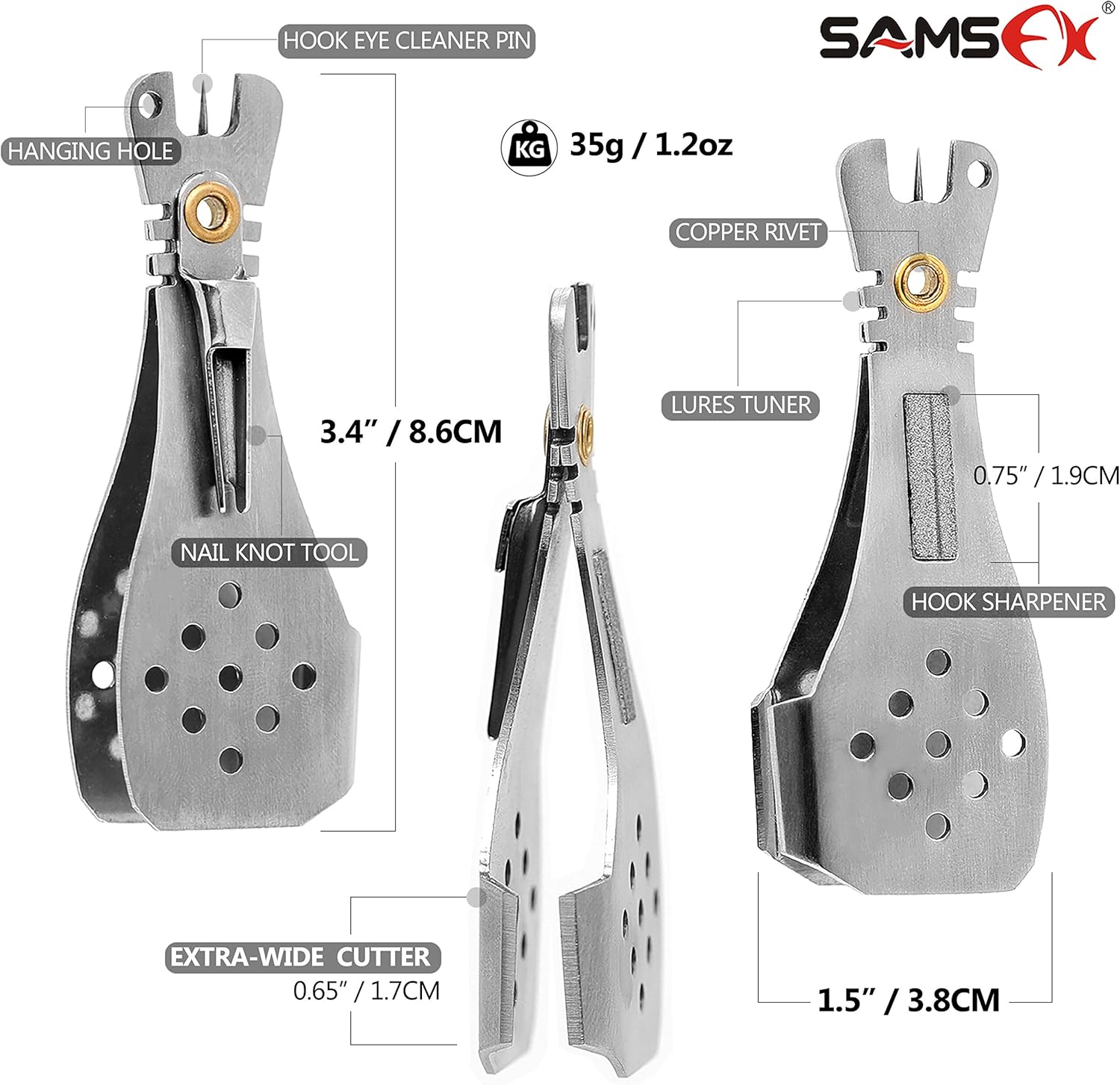 SAMSFX Fishing Knot Tying Tool Quick Knot Tools 5 in 1 Fly Fishing Line Clipper with Retractors