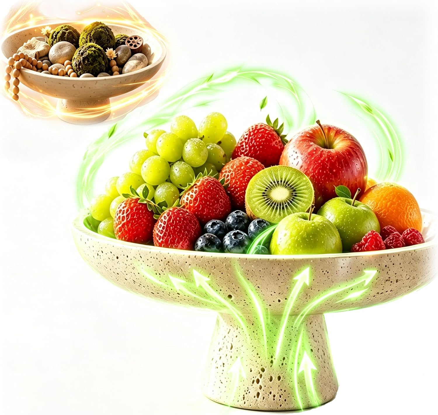 Natural Travertine Bowl, Beige Roman Travertine Fruit Bowl, Large Stone Pedestal Bowl for Kitchen Table, Entryway Key Bowl, Coffee Table Decor, High End Marble Fruit Bowl Decorative Centerpiece