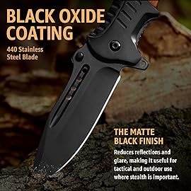 Pocket Knife for Men with Wood Handle & Glass Breaker & Pocket Clip - 3.66 Sharp Blade - Tactical Self Defense Folding Knives for Men Women Hunting Camping Military Survival Hiking Work EDC 0207