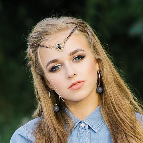 Miniatura 2 de MOSTORY Diadema hecha a mano de cristal plateado en forma de V, corona de hada, tiara de princesa élfica, círculo de gemas negras para boda, novia,