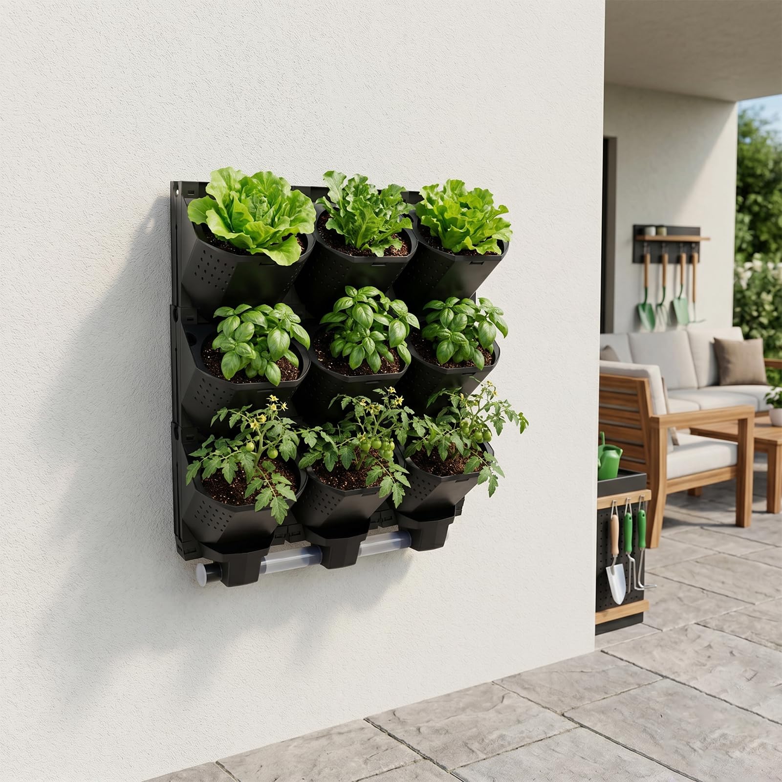 Plante murale verticale à suspendre - Noir - 58 x 49,5 x 14,5 cm