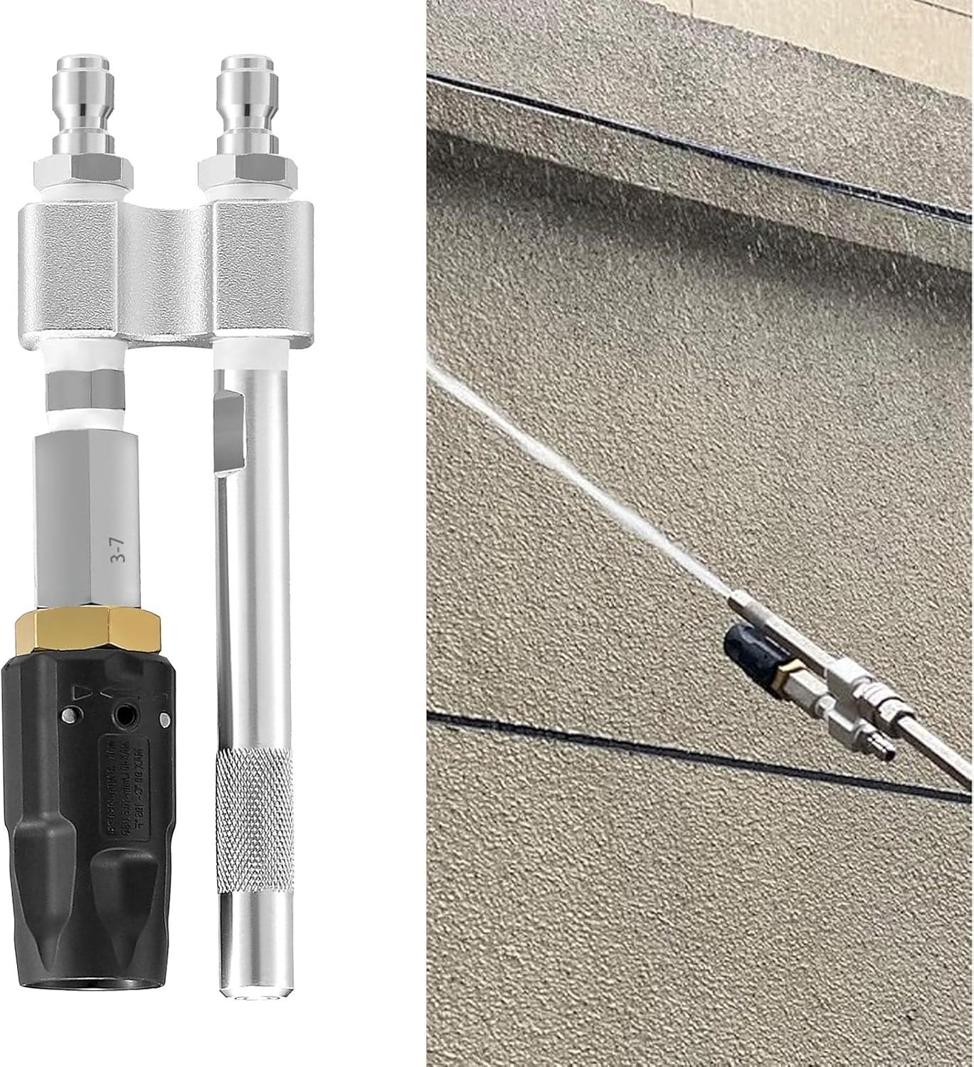 2 in 1 M5 Twist Nozzle, Adjustable Pressure Washer Nozzle Tips 3 to 7 GPM, Long Distance Downstream Soft Wash Nozzle with 1/4in Quick Connect for Washing Floor and Roofs