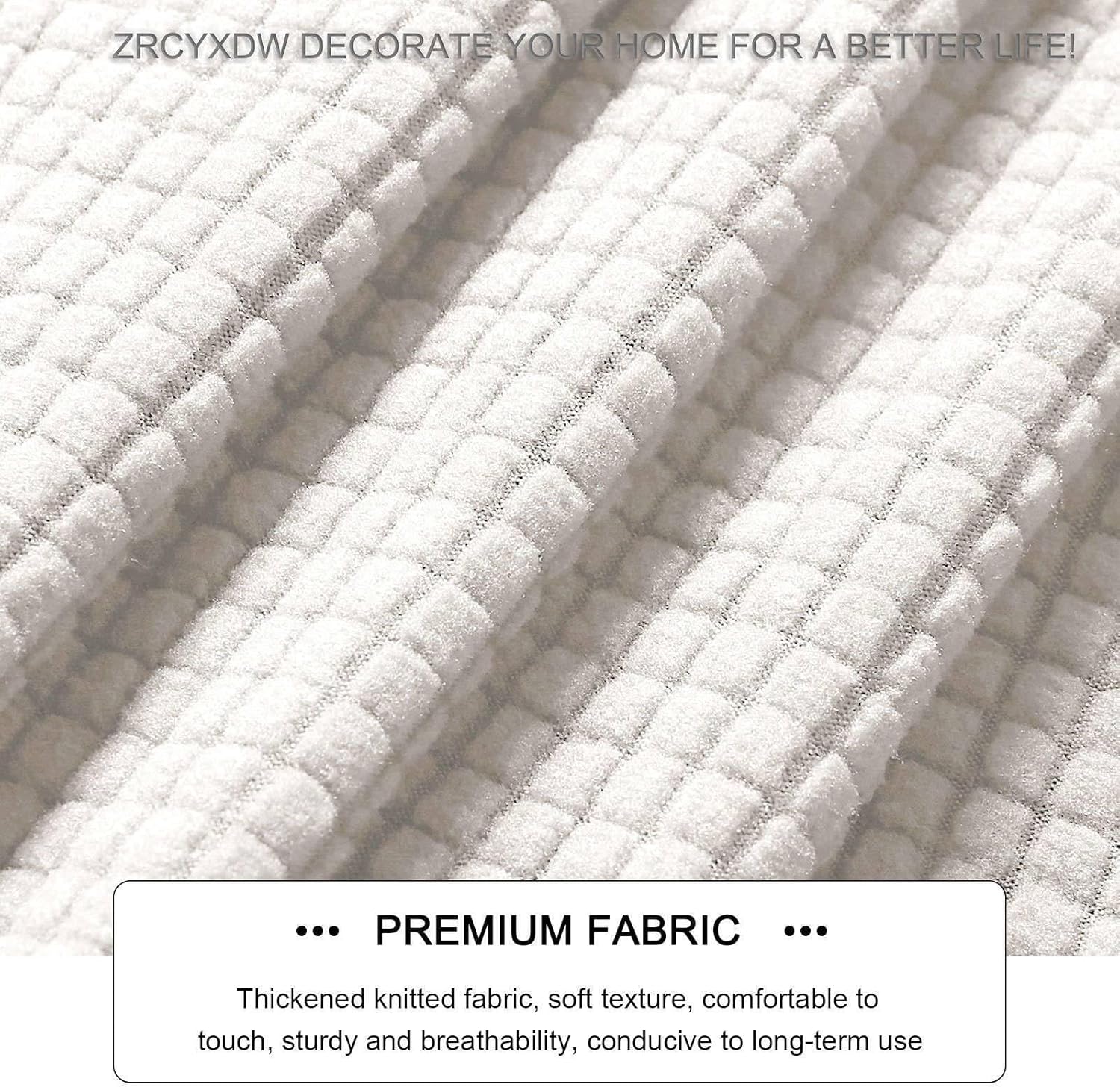 Stretch Futon Cover, Removable Futon Slipcover Soft Nonslip Folding Armless Sofa Cover Washable for Living Room-White-Large