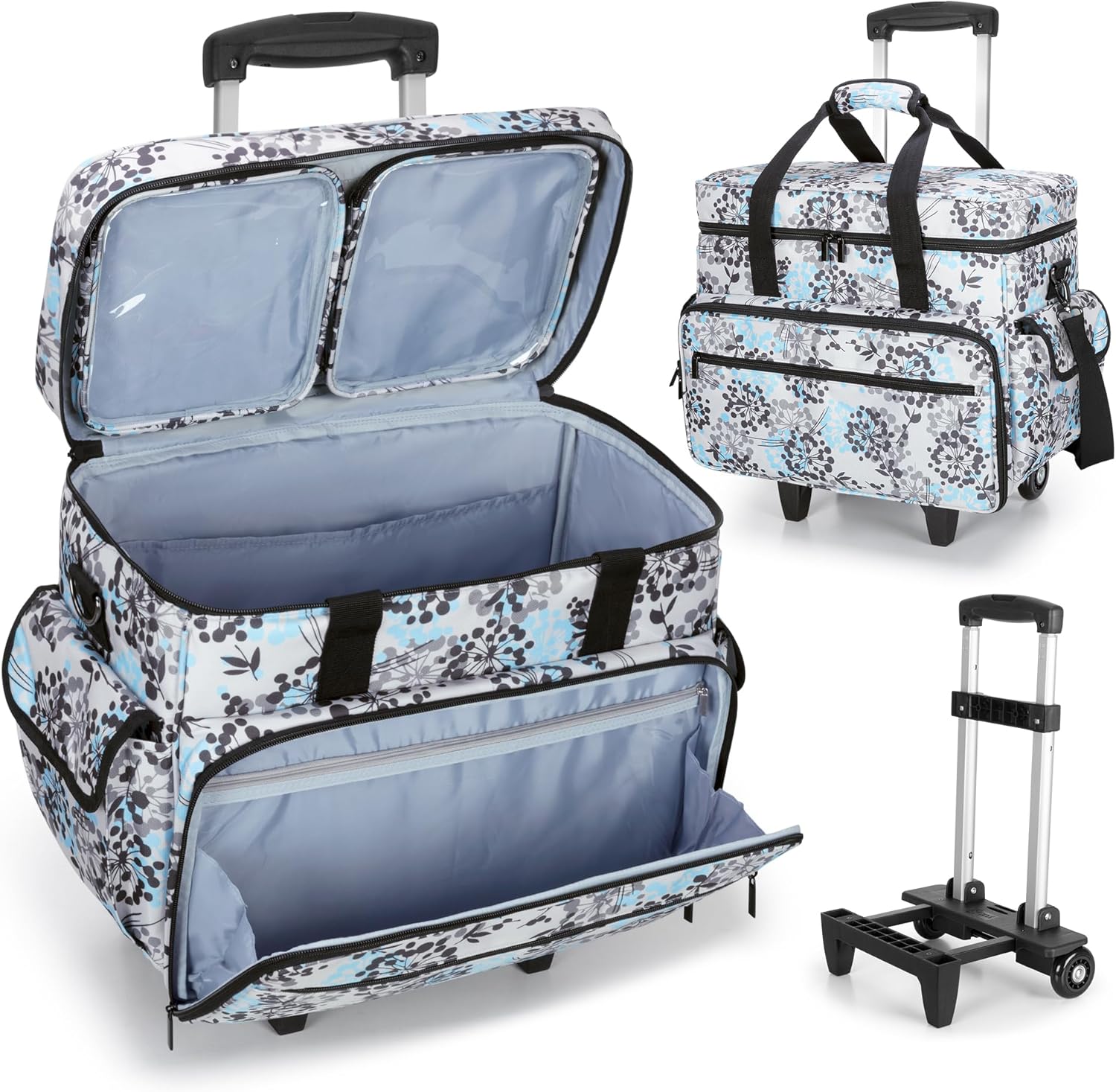 Teamoy Rolling Teacher Bag with 15.6 Inch Laptop Compartment, Teacher Tote Bag with Detachable Wheels, Multi-functional Rolling Teacher Tote, Dandelion