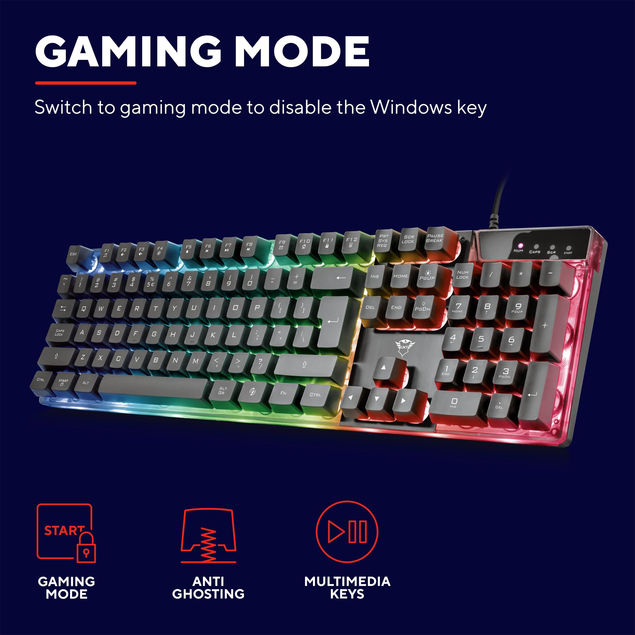 GXTrust 838 Azor Teclado Gaming y Ratón con Cable QWERTY Español, Iluminación LED, 800-3000 dpi, Anti-Ghosting, Pack Gamer para Juegos Windows Mac PC Ordenador Portátil - Negro — view 4