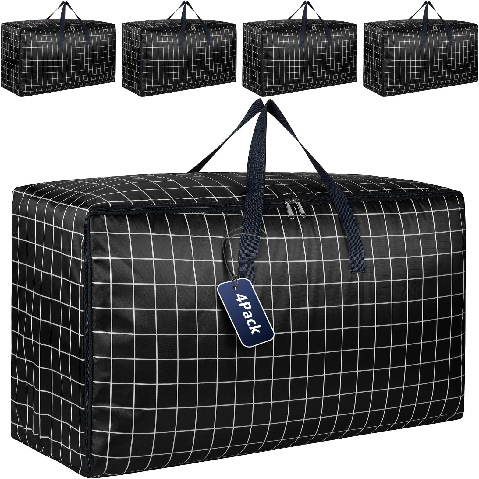 4 Pack Clear Large Strong Moving Boxes with Lid, Waterproof Heavy Duty Moving Storage Bags with