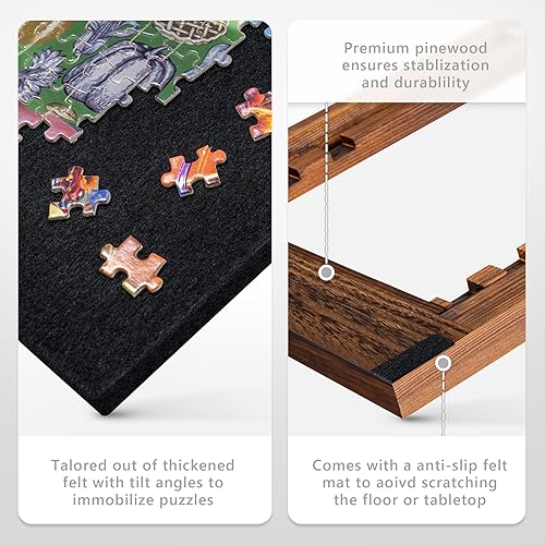 Miniatura 4 de Tektalk Tablero de rompecabezas plegable con soporte ajustable de 3 ángulos, meseta ligera y portátil con caballete de madera, mesa de rompecabezas