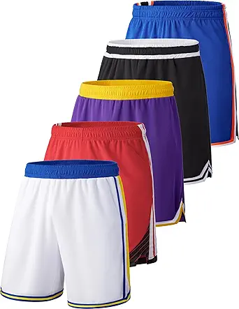 Liberty Imports Pack of 5 Men's Athletic Basketball Shorts Mesh Quick Dry with Pockets