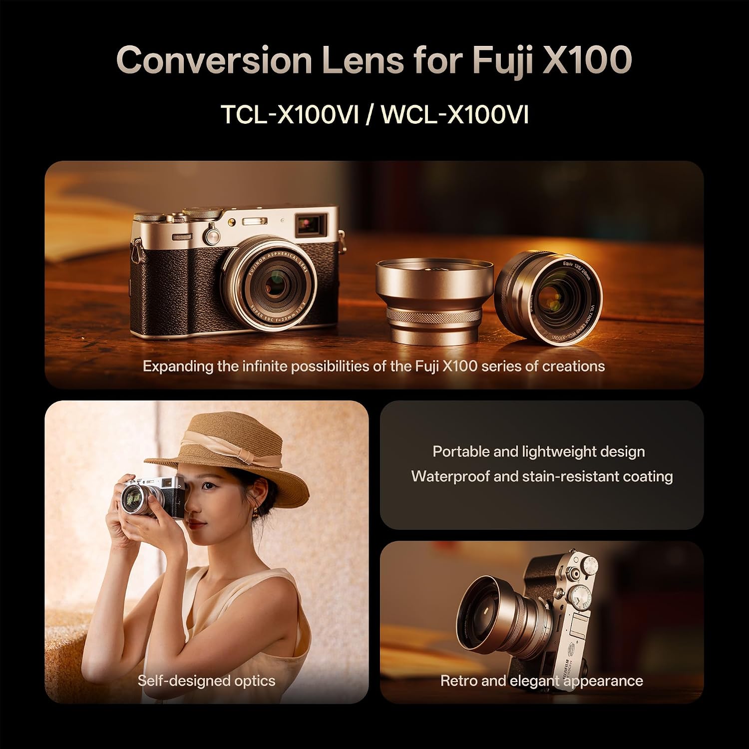 VILTROX TCL-X100VI 1.4X 50mm Tele Conversion Lens, Compatible with Fujifilm X100V X100VI X100F, 67mm Filter Thread Telephoto Additional Lens, F2 Aperture Retained, Auto Camera Recognition