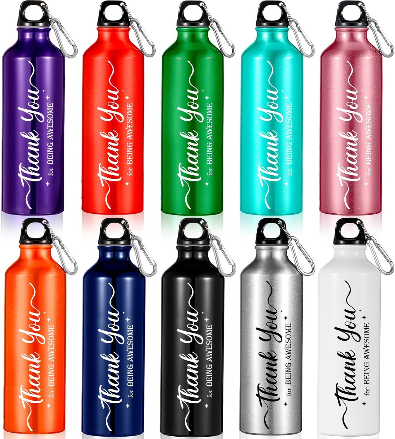 Zhehao 10 Pcs Employee Appreciation Gifts for Christmas Thank You Water Bottle Gifts for Staff Coworker Lightweight Reusable Leakproof Sports Water Bottle(25 oz)