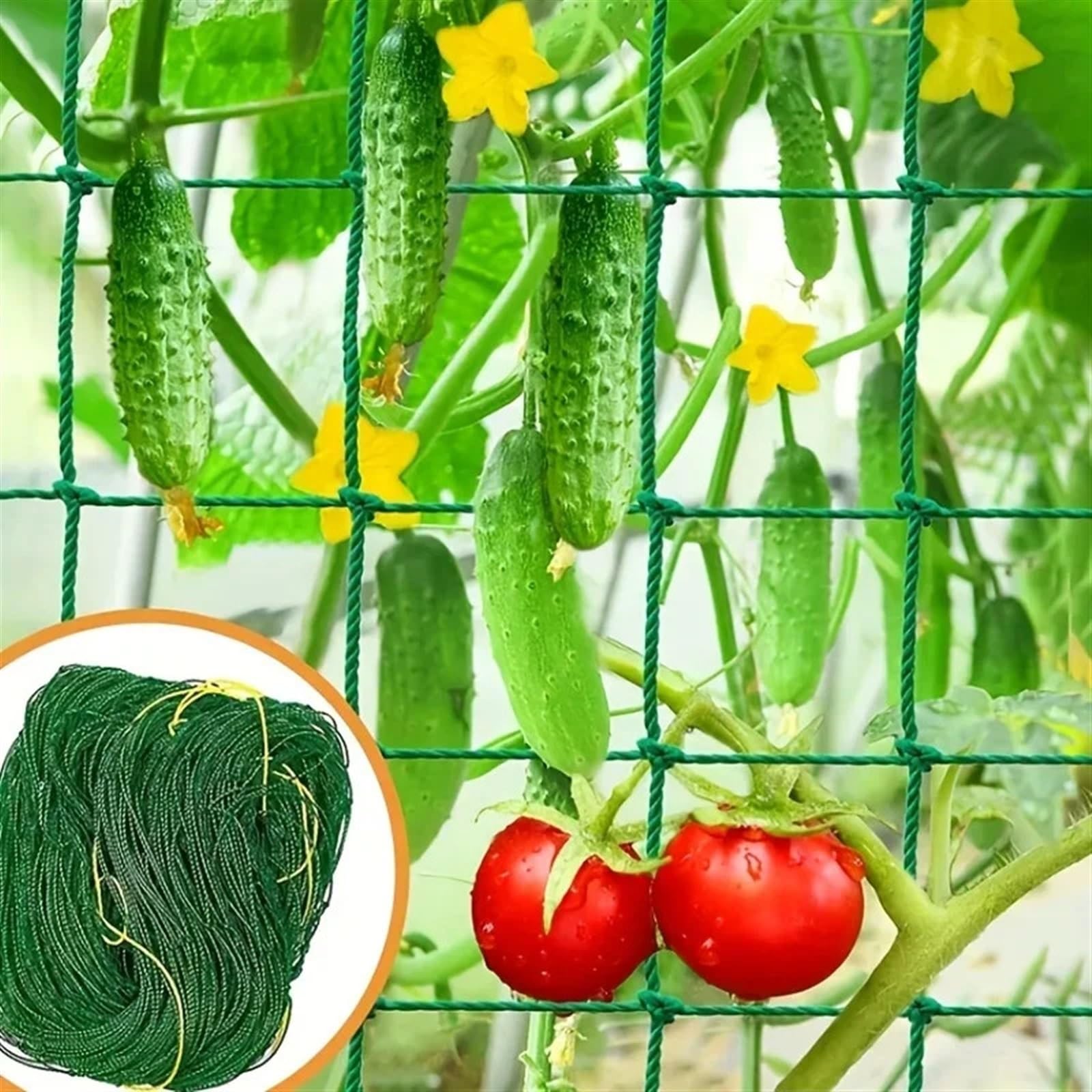 HeavyDu, rete a traliccio da giardino, 1,8 x 2,7 m, in poliestere, supporto per piante, rete quadrata per piante rampicanti e vetables, rete per coltivazione all'aperto