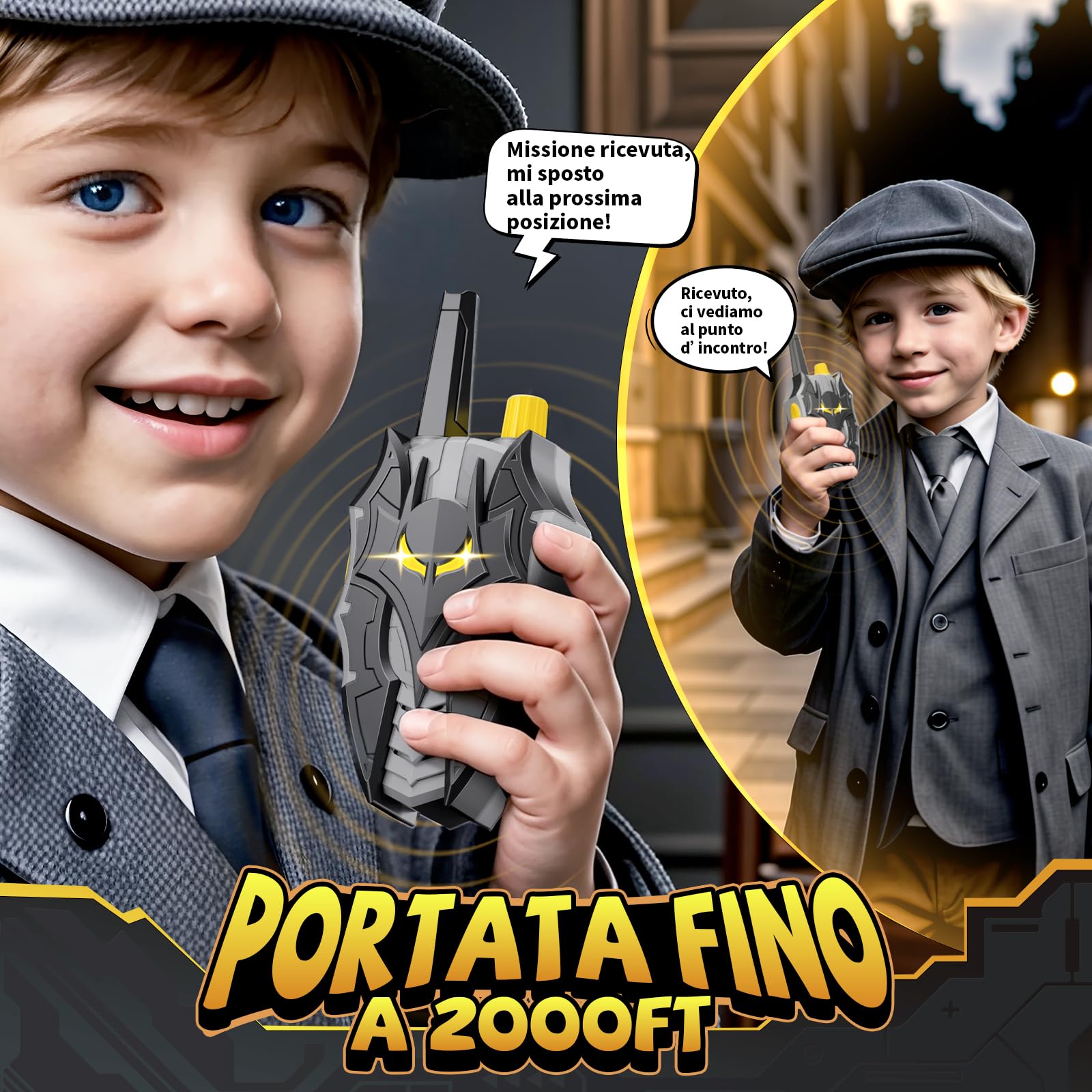 Walkie Talkie Bambini con Occhi Luminosi, Bat Astronave Stealth & Ali a Freccia, Giocattolo Gioco Bambino 3 4 5 6 7 8 10 11 12 Anni, Giocattoli Giochi Bambini 3-12 Anni, Regalo Bimbo 3-12 Anni Maschio