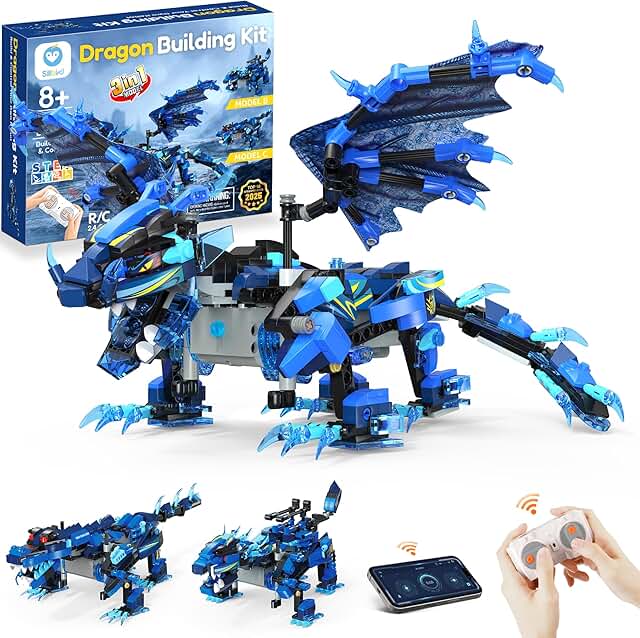 Sillbird Dragon Building Kit with Remote Control STEM Gifts for Kids Boy...