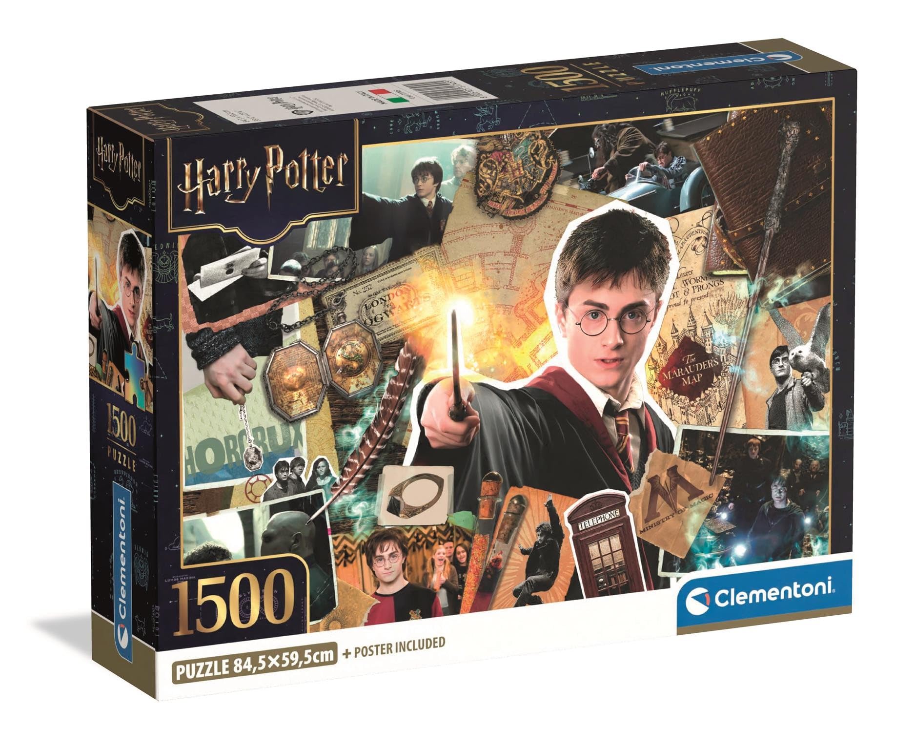 Clementoni - 31745 Jigsaw Puzzle 1500 Pieces for Adults and Teenagers, Special Series, Harry Potter Theme, with Poster Included, Compact Box, Gift Idea for Men and Women, Made in Italy, 84.5 x 59.4