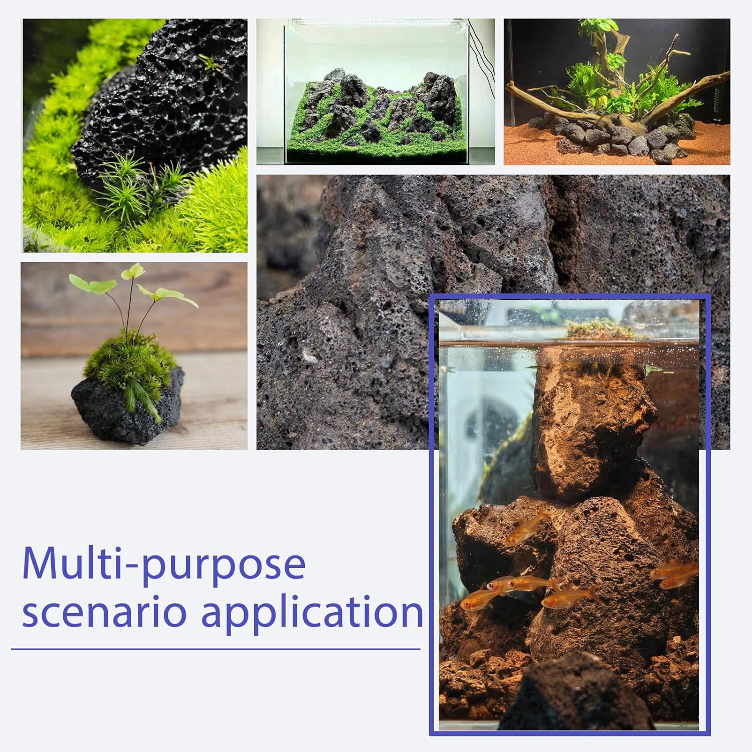 Volcanic Lava Rocks for Fish Tanks Bonsai Fire Pits Aquarium Rocks for Aquascaping,Terrariums,Bonsai,Garden Landscaping Decoration and Amphibian enclosures-10lb(4-7inches) 6-9pcs