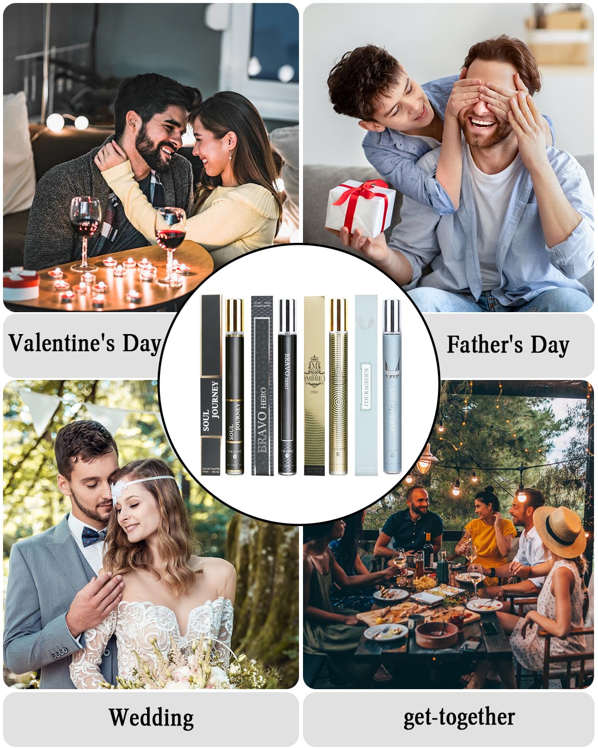 Premium Zestaw prezentowy perfum dla mężczyzn – 6 x 40 ml woda perfumowana o długotrwałym zapachu z nutami szarego bursztynu i pomarańczy mandarynki – luksusowa woda toaletowa i balsam po goleniu