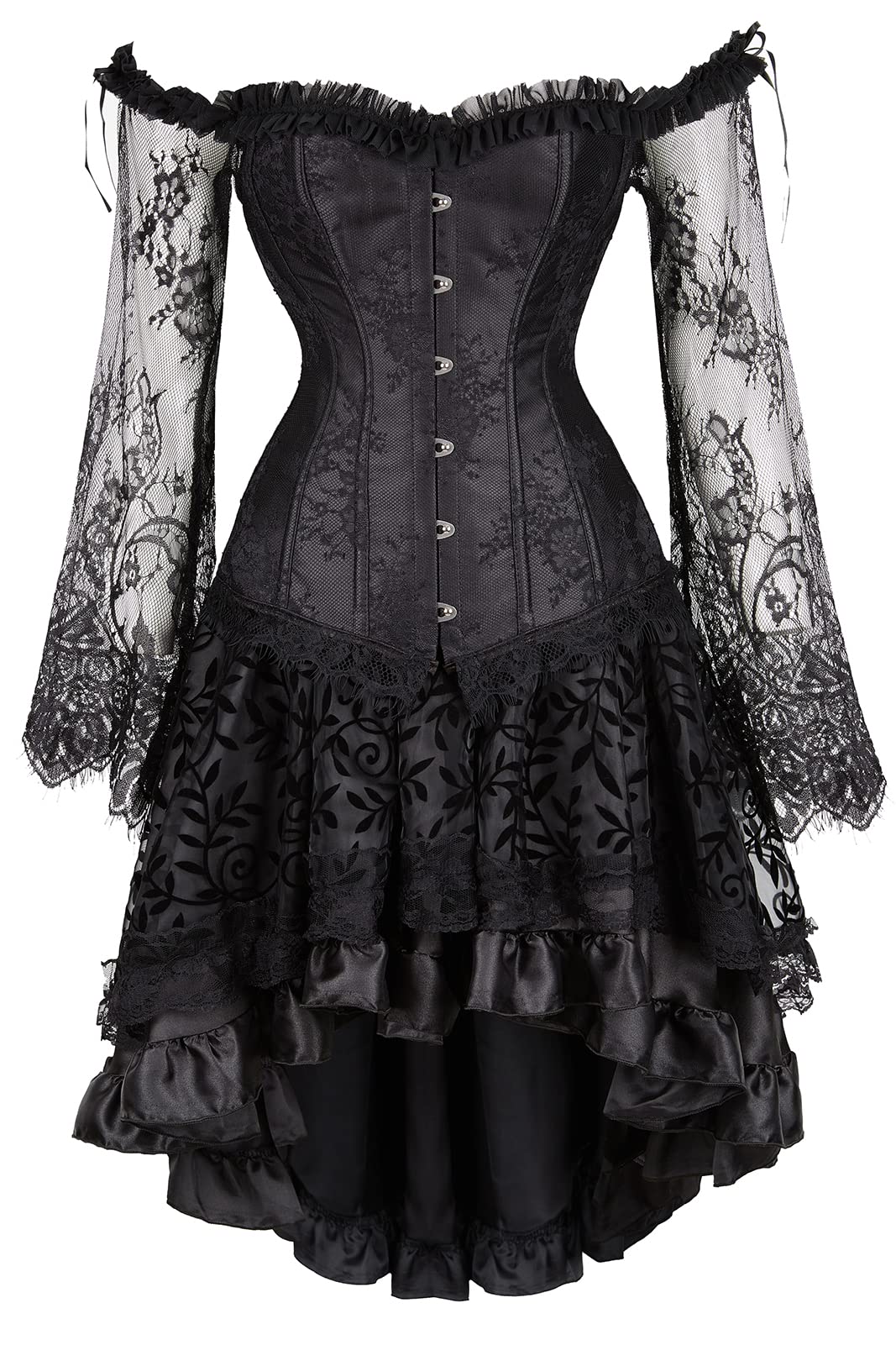 GrebrafanSteampunk Corset Bustier Lace up Off-Shoulder with Tutu Skirts