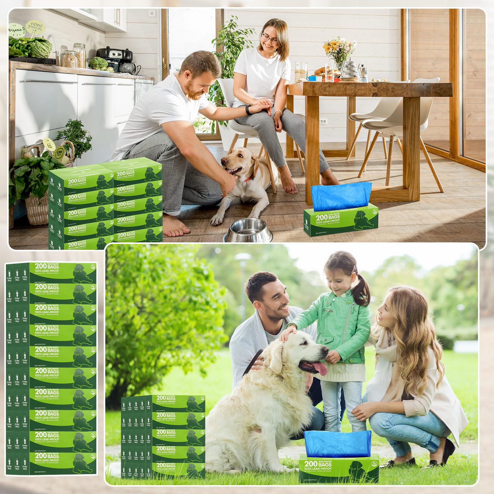 Harloon 6000 bolsas de basura para excrementos de perro, 30 rollos de 12 x 8 pulgadas, extra gruesas, fuertes, a prueba de fugas, bolsas desechables a granel universales para cachorros, al aire libre,