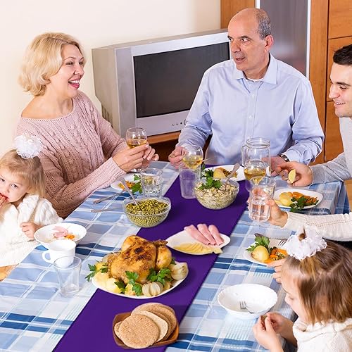 Miniatura 5 de Kinlop Camino de mesa de satén colorido de 12 x 108 pulgadas, camino de mesa de seda para fiestas, bodas, banquetes, graduaciones, decoración de