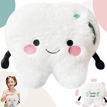 Uoozii Non-Shedding 8" | 1lb Tooth Fairy Pillow, Microwavable & Weighted Plush Holder, Warm Gifts for Girls & Boys