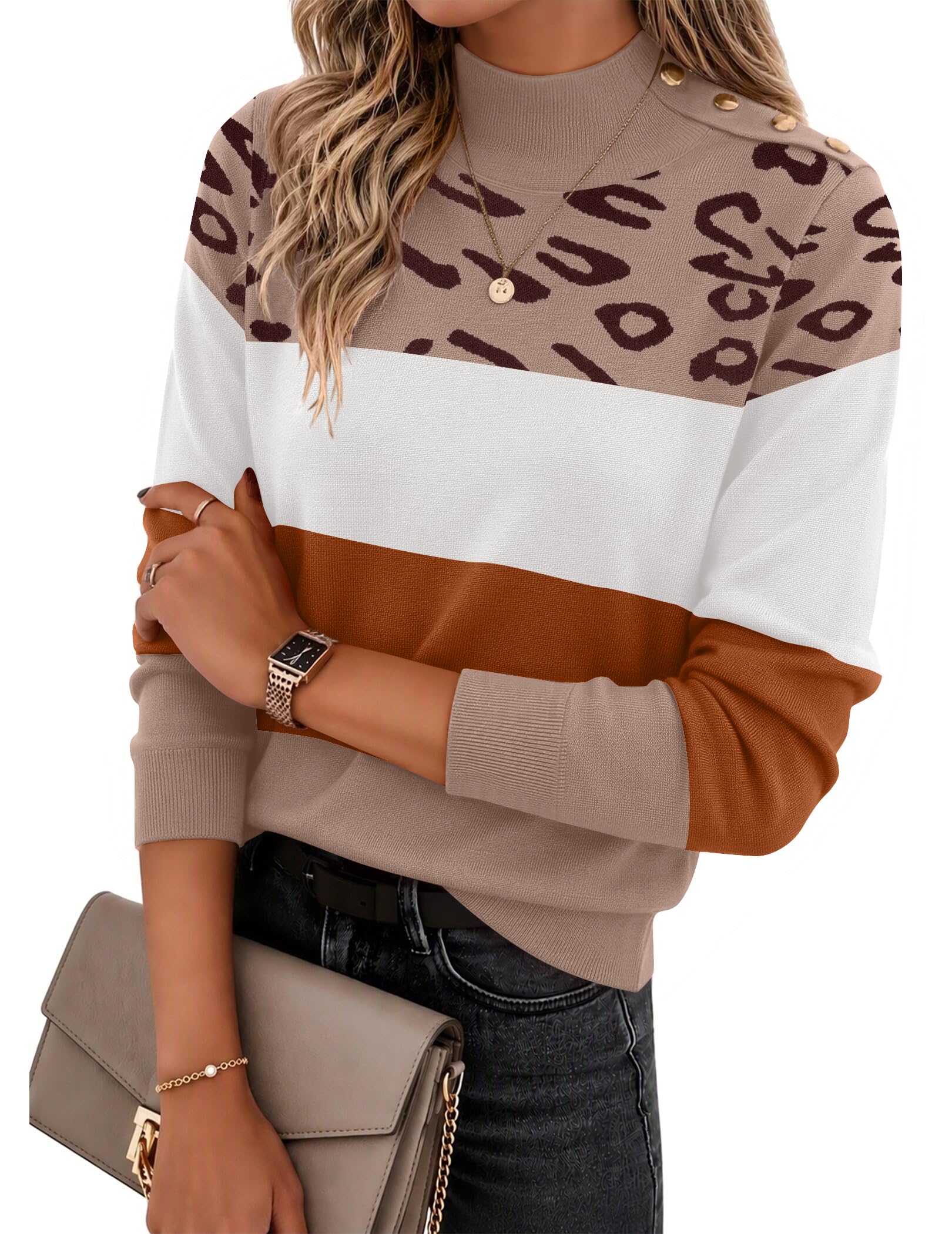 Zeagoo Sweaters for Women Turtleneck Tops Long Sleeve Mock Neck Pullover