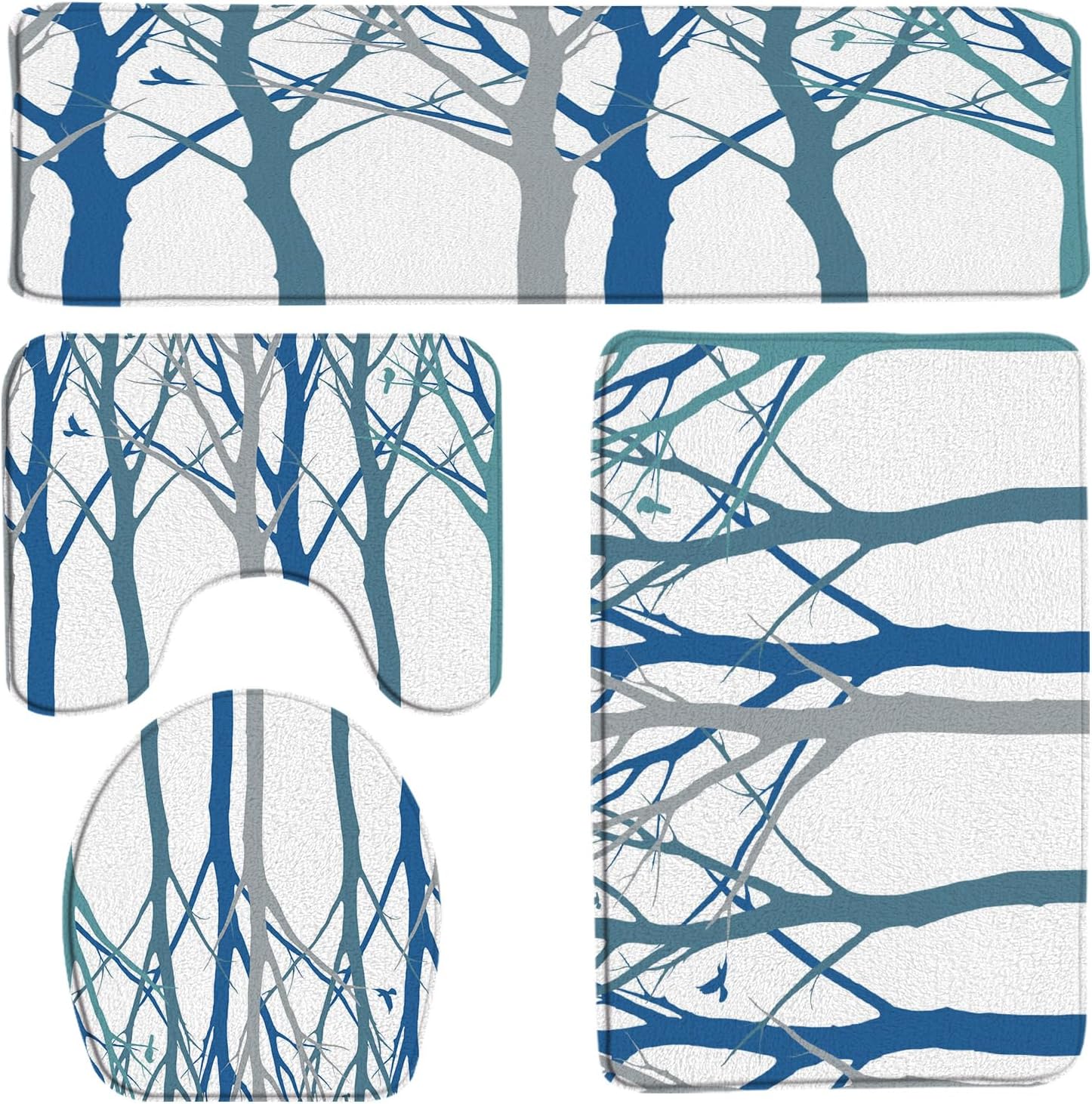 Amazon.com: Birch Tree 4 Piece Bathroom Rugs Set Abstract Trunk Forest ...
