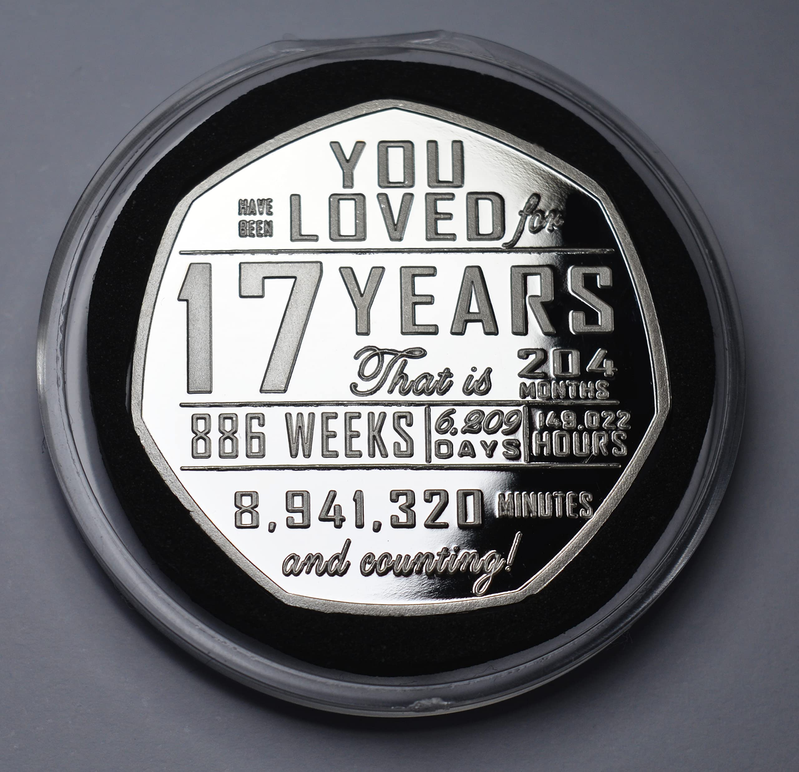 17th Birthday Silver Commemorative in Capsule. 17 Years 'And Counting' Gift/Present Congratulations/Party/Ideas Celebrating 17 Seventeen