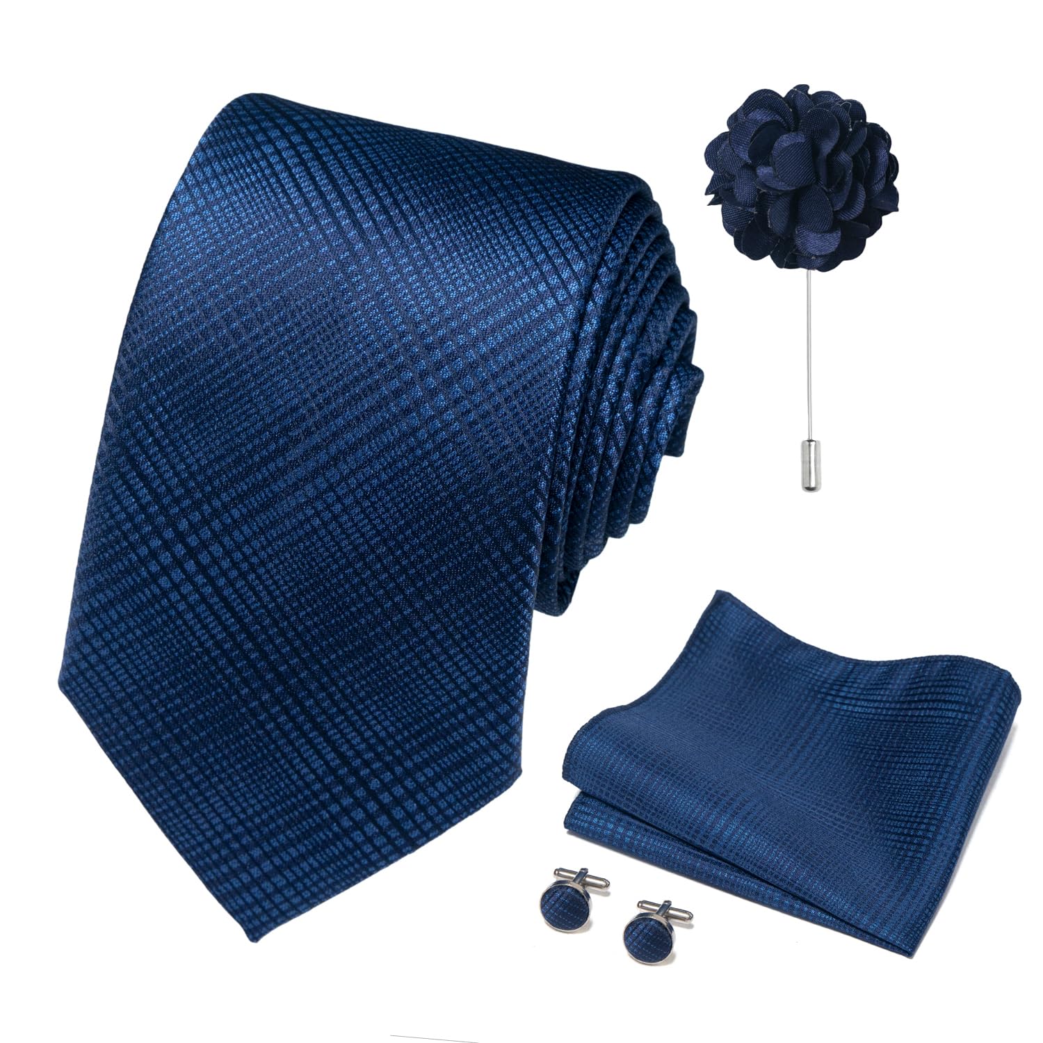 joy alice 70 Colors Ties Set Men Mixed Color Necktie Handkerchief Cufflinks Brooch 3.15 Formal