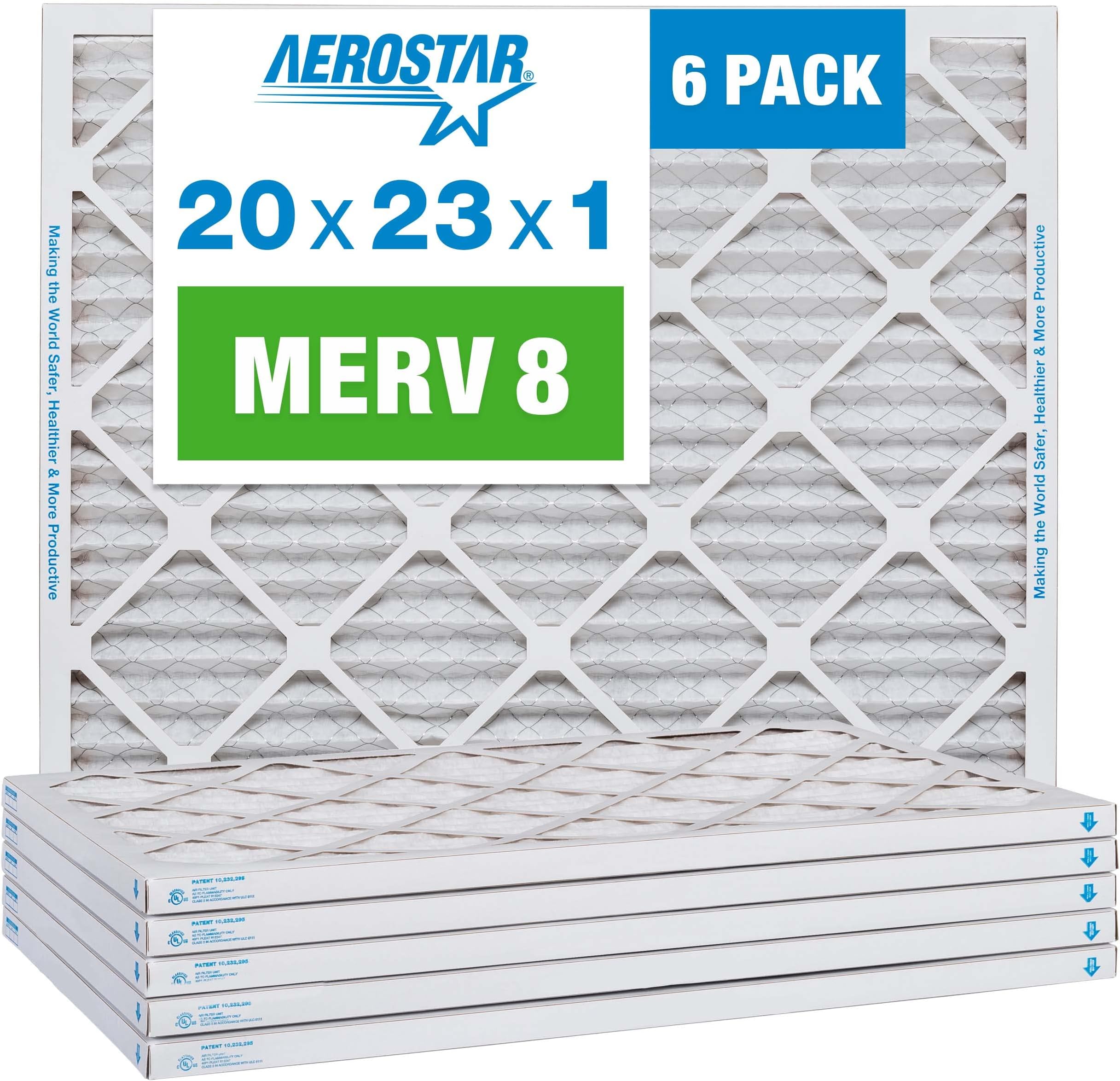 Aerostar 20x23x1 MERV 8 Pleated Air Filter, AC Furnace Air Filter, 6 ...