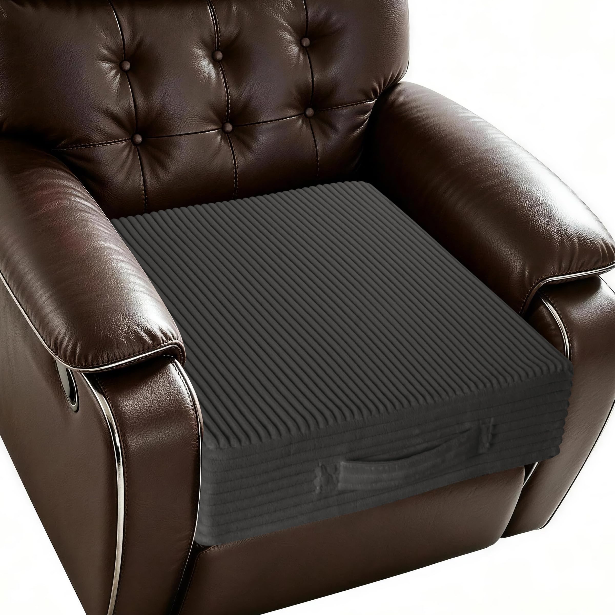 ZenComfy Corduroy Armchair Booster Cushion Dark Grey 50x50x10cm